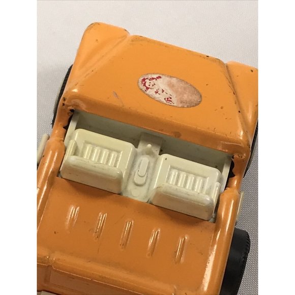Toy Push Along Vehicle Tonka Small Metal Yellow Jeep with Rubber Tires Vintage - Picture 10 of 10